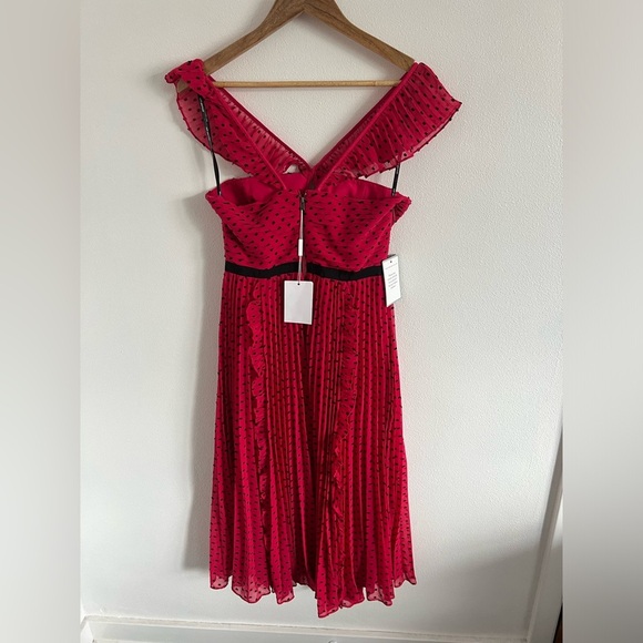 NWT SELF PORTRAIT FUCHSIA POLKA DOT MIDI DRESS size 6 - Picture 3 of 9